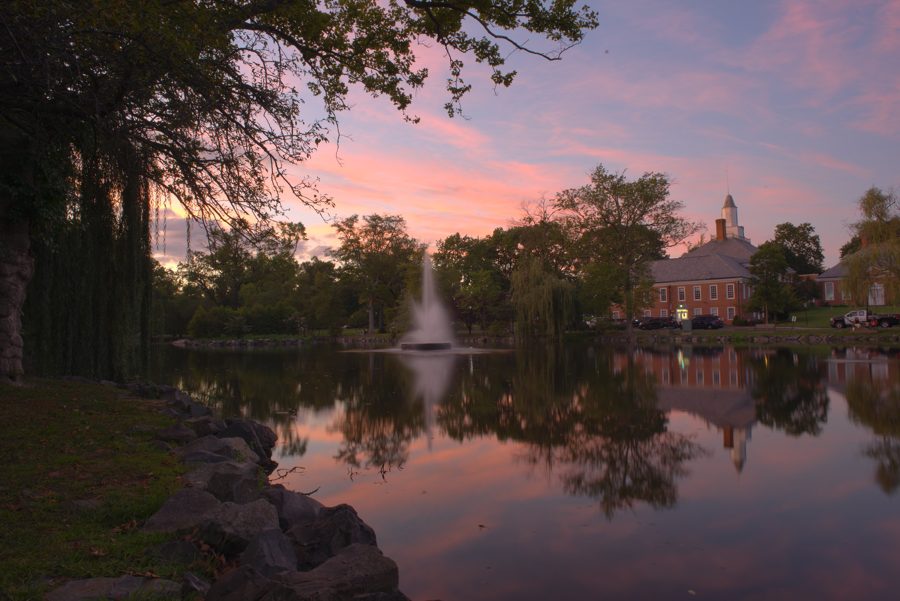 Mindowaskin Park in Westfield, New Jersey, at sunset